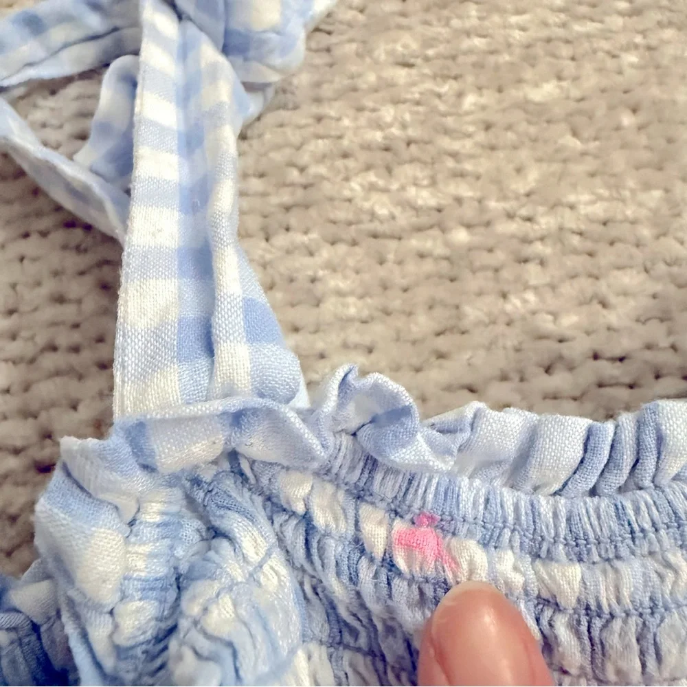 Nordstrom Girls‎ Blue Gingham Smocked Sundress 7 Cottagecore Timeless Classic